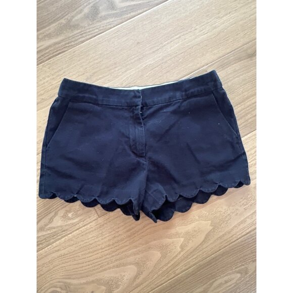 Crewcuts J.Crew Girls 12 Navy Blue Scallop Hem Cotton Womens Shorts - Picture 1 of 3